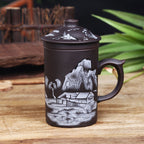 Chinese Style Majestic Dragon Purple Clay Teacup with Tea Strainer-2