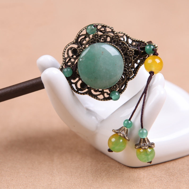 Classical Green Jade Headdress Hairpin-2