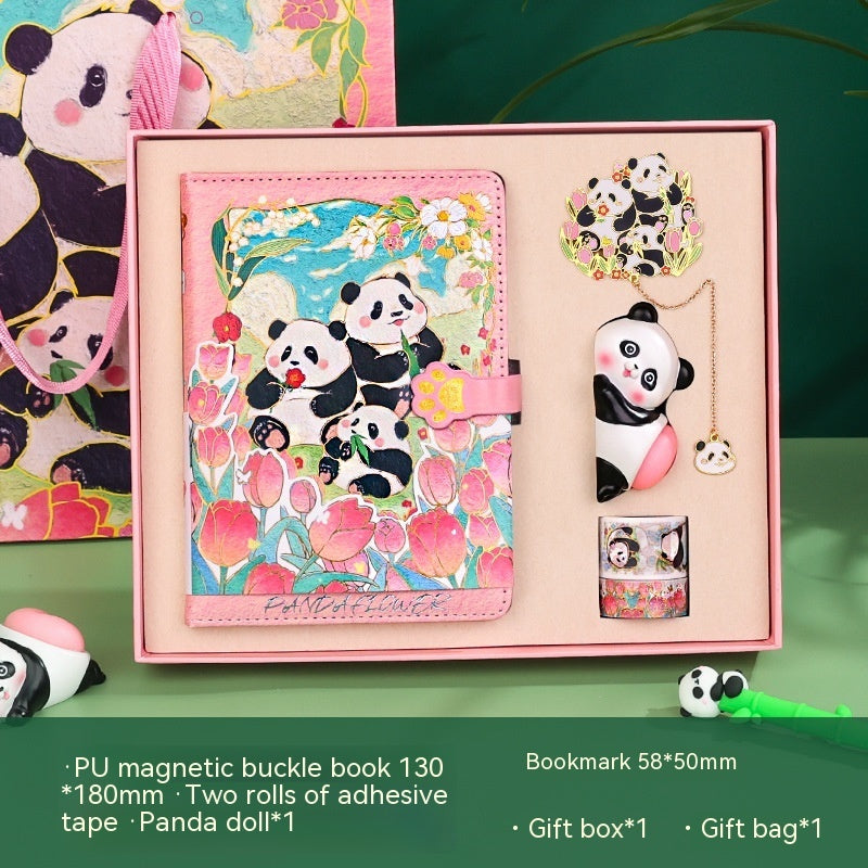 Cute Creative Panda Bookmark Notebook Stationery Set-7