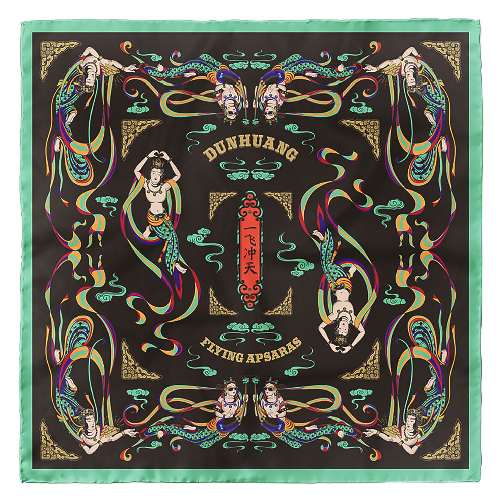 Dunhuang Flying Apsaras Square Silk Scarf-5