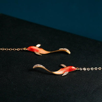 Ear Wire Style Temperament Goldfish Earrings-2