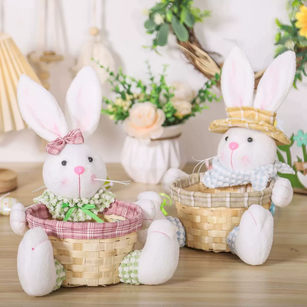 Easter Bunny Decorated Candy Basket Ornaments Desktop Storage Basket-1