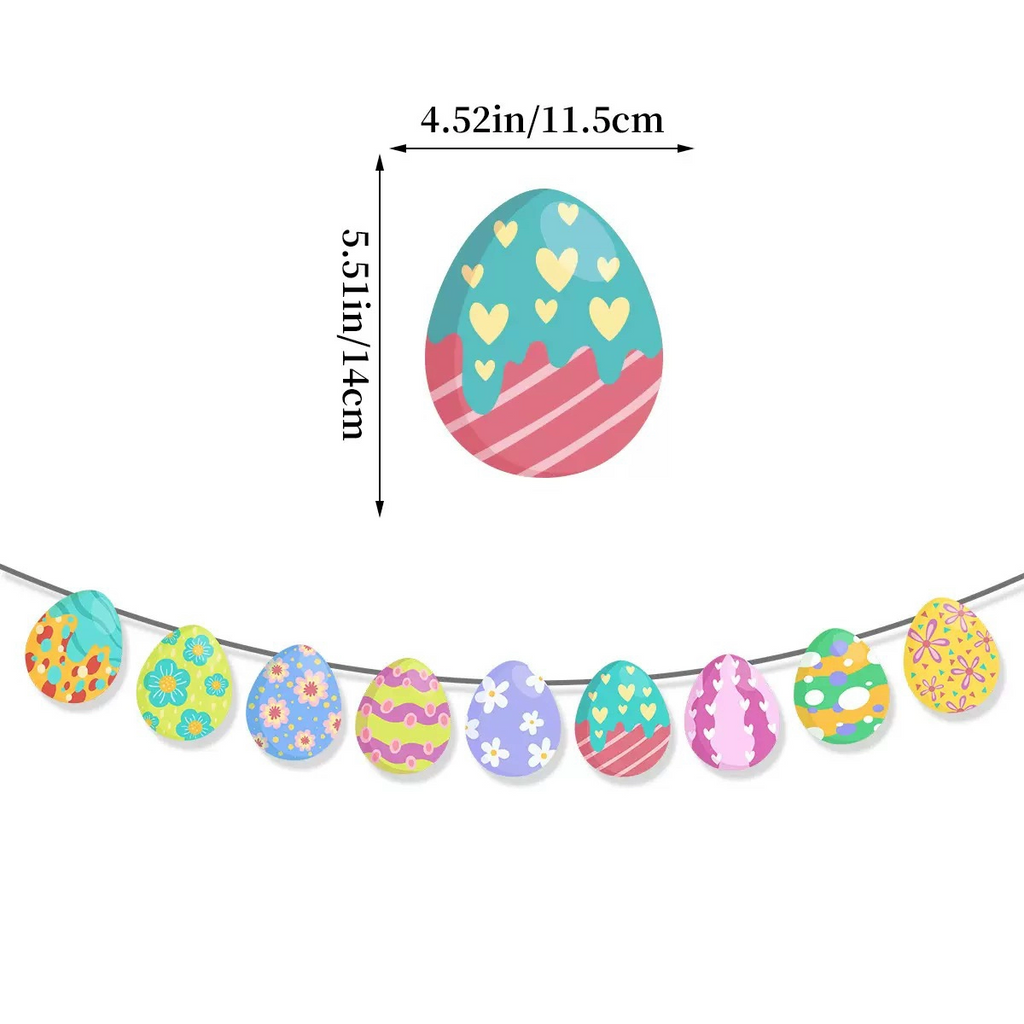 Easter Decorations Flag Banner Easter Egg Cake Inserts Balloon Party Decorations-7