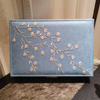 Chinese wooden jewelry box with embroidery and flannel