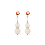 White Jade Drop Earrings Minimalist Gift for Women-2