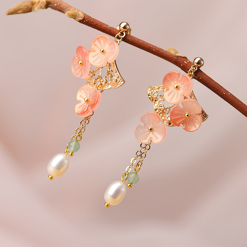 Ginkgo Leaf Pearl Mori Women Earrings-3