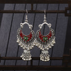 Hmong Vintage Style Tassel Style Painted Earrings-1