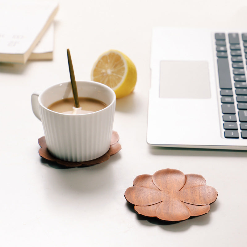 Mahogany Coasters Peach Blossom Petal Insulated Tea Coasters-4