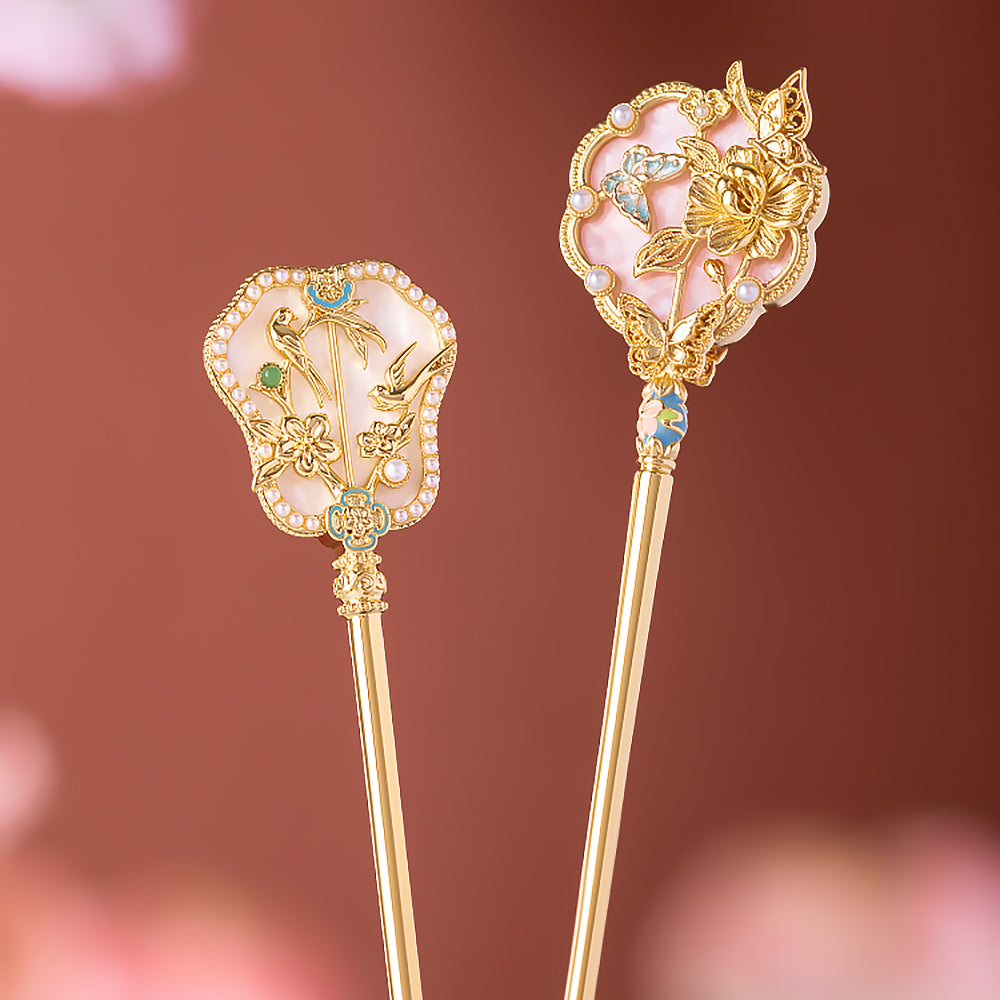 New Chinese Style Brocade Fan Hairpin-1