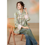 New Chinese style ethnic style 32 momme heavy silk tops women's autumn tang suit clothing