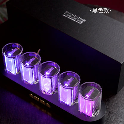 RGB Quasi Nixie Tube Clock Desktop Creative Ornaments Digital Clock