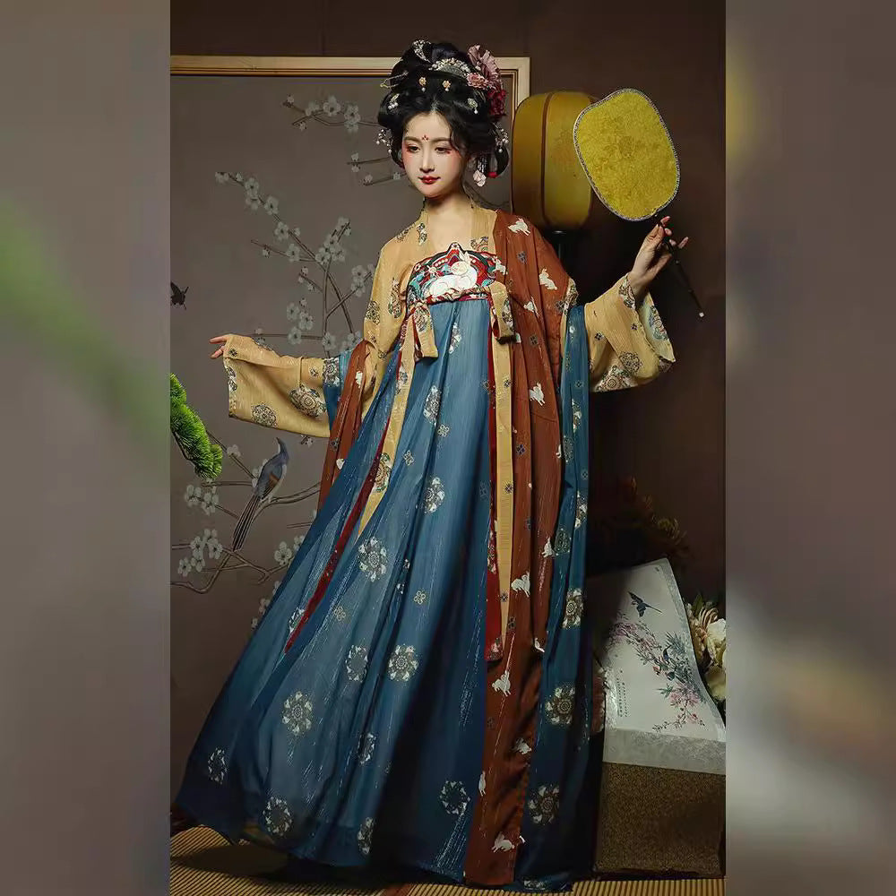 Tang Dynasty Hanfu Women's Clothing [Golden Cup Night Banquet] Original Spring Clothing Tang Dynasty Hanfu Chest-length Skirt Ancient Costume