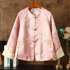 New ethnic style Hanfu fashion women's loose jacquard festive plum blossom long-sleeved top