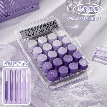 Transparent gradient color small multi-function commercial mechanical key calculator financial accounting office dedicated computer