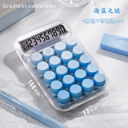 Transparent gradient color small multi-function commercial mechanical key calculator financial accounting office dedicated computer