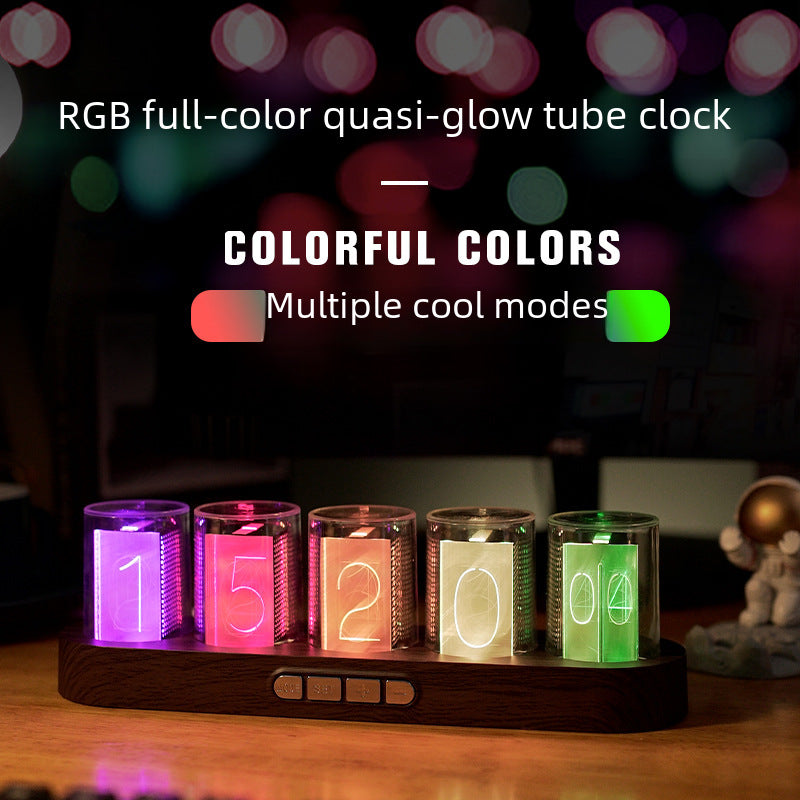 RGB Quasi Nixie Tube Clock Desktop Creative Ornaments Digital Clock