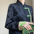 Spring new retro Tang jacket versatile color-blocked buckle suit women's high-end sense of new Chinese style coat