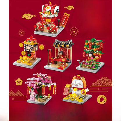 Chinese New Year National Tide Building Blocks Toys Lion Dance Fortune Star Building Blocks Children's Gifts