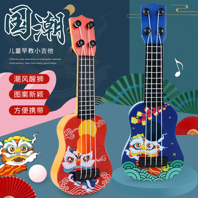 Guochao Lion Dance Ukulele Music Enlightenment Instrument Children's Small Guitar Model Toy