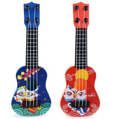 Guochao Lion Dance Ukulele Music Enlightenment Instrument Children's Small Guitar Model Toy