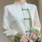 Spring new retro Tang jacket versatile color-blocked buckle suit women's high-end sense of new Chinese style coat