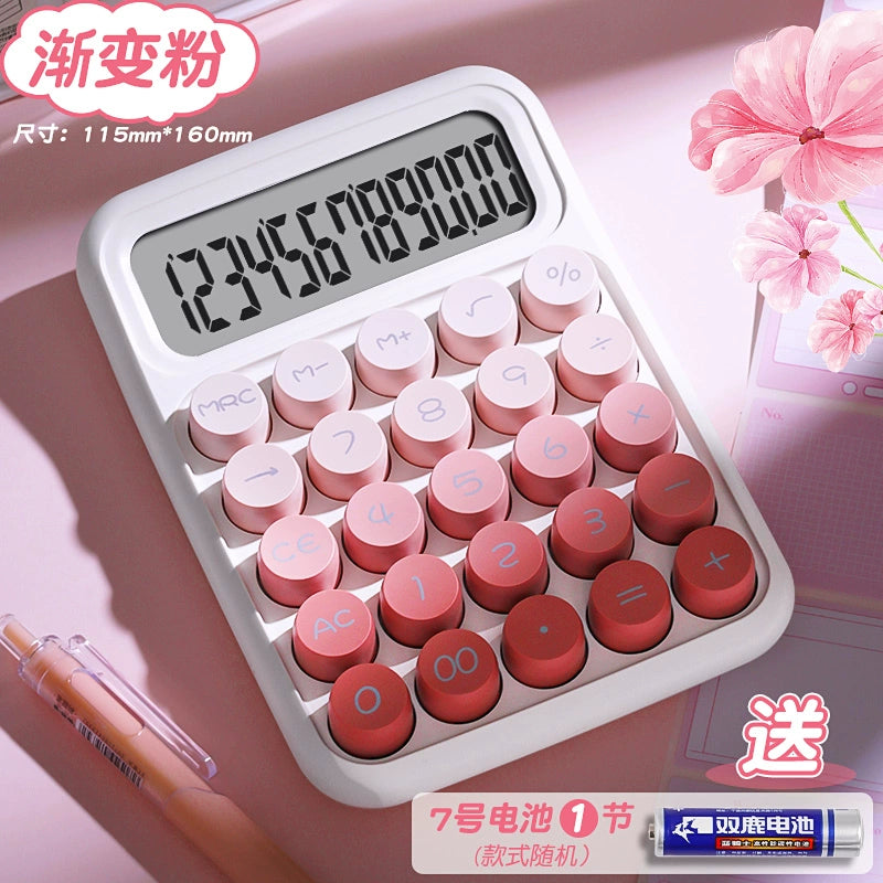 Transparent gradient color small multi-function commercial mechanical key calculator financial accounting office dedicated computer