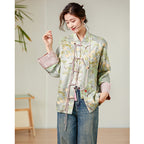 New Chinese style ethnic style 32 momme heavy silk tops women's autumn tang suit clothing