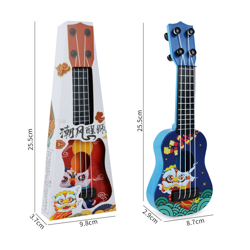 Guochao Lion Dance Ukulele Music Enlightenment Instrument Children's Small Guitar Model Toy