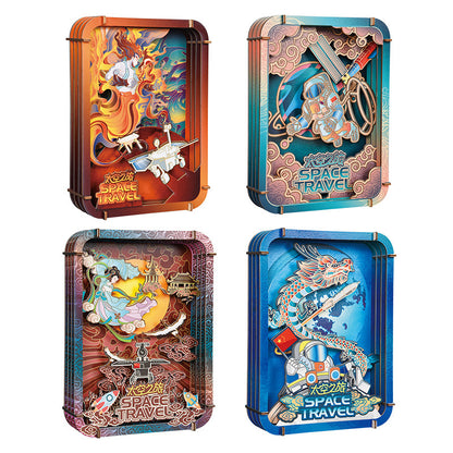 Original series space aerospace 3D wooden three-dimensional puzzle toy Chinese style children's puzzle space model splicing toy