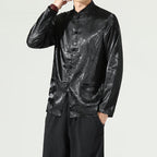 Tang men's silk jacket Chinese stand-up collar jacket Chinese style men's wear