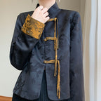 Spring new retro Tang jacket versatile color-blocked buckle suit women's high-end sense of new Chinese style coat