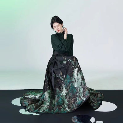 Qingyu Horse Face Skirt New Chinese Ming Hanfu Women's Daily Commuting Hanfu Modified Skirt Adult Horse Face Skirt