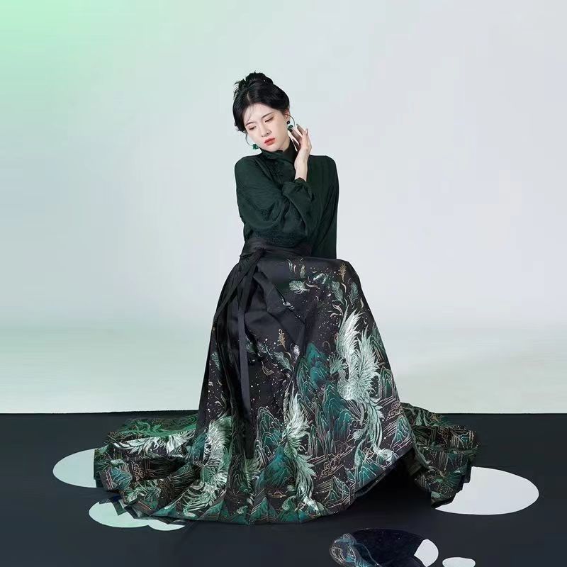 Qingyu Horse Face Skirt New Chinese Ming Hanfu Women's Daily Commuting Hanfu Modified Skirt Adult Horse Face Skirt