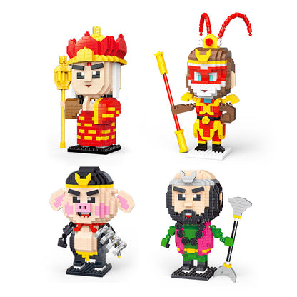 Journey to the West cross-border national trend Sun Wukong Tang Monk micro particle building blocks children's educational assembly toys