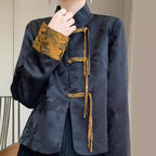 Spring new retro Tang jacket versatile color-blocked buckle suit women's high-end sense of new Chinese style coat