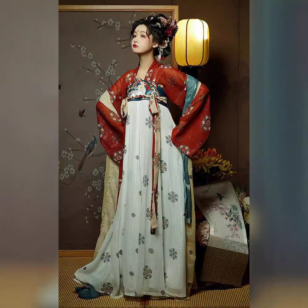 Tang Dynasty Hanfu Women's Clothing [Golden Cup Night Banquet] Original Spring Clothing Tang Dynasty Hanfu Chest-length Skirt Ancient Costume