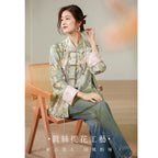 New Chinese style ethnic style 32 momme heavy silk tops women's autumn tang suit clothing