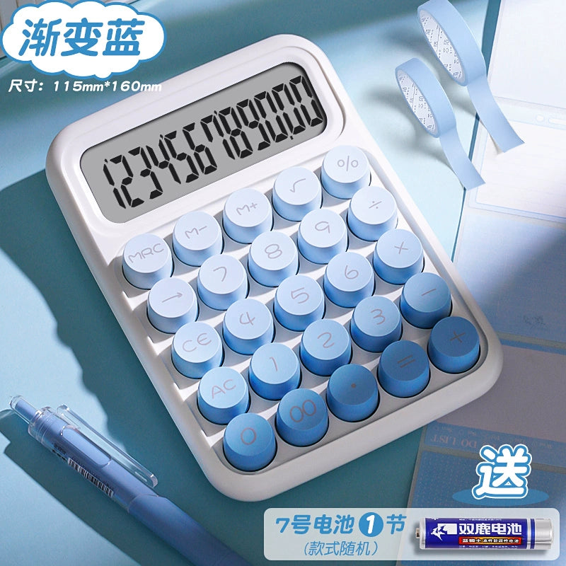 Transparent gradient color small multi-function commercial mechanical key calculator financial accounting office dedicated computer