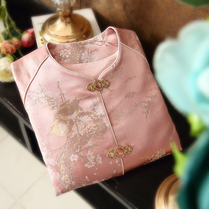 New ethnic style Hanfu fashion women's loose jacquard festive plum blossom long-sleeved top