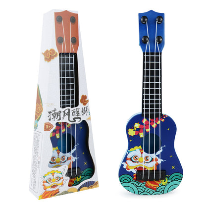 Guochao Lion Dance Ukulele Music Enlightenment Instrument Children's Small Guitar Model Toy