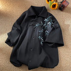 New Chinese style bamboo embroidery shirt men's spring tide brand kimono robe casual Tang dress men's jacket