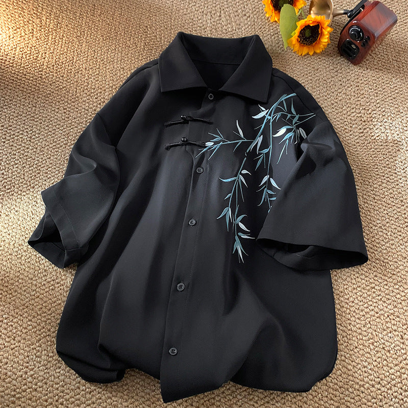 New Chinese style bamboo embroidery shirt men's spring tide brand kimono robe casual Tang dress men's jacket