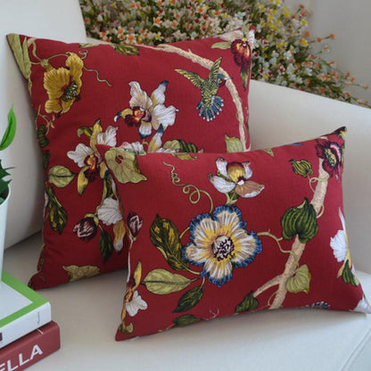 Chinese Style Plants and Flowers Jacquard Embroidered Pillow Cover