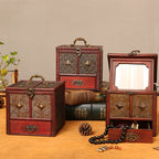 Retro Solid Wood Jewelry Makeup Storage Box-1