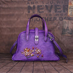 Top Layer Cowhide Vintage Embossed Handbag-3