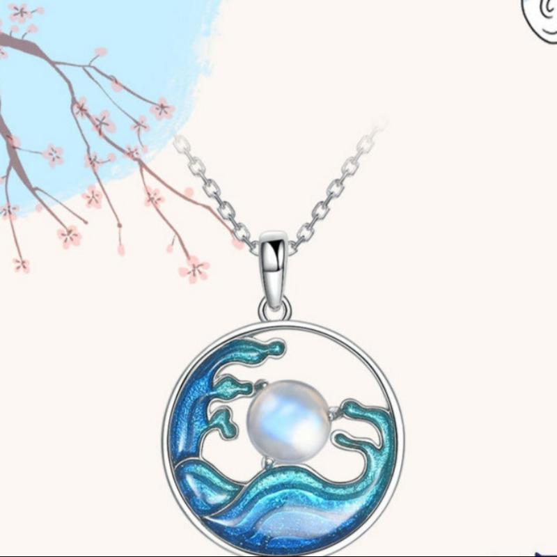 Silver Necklace Women's Sea Moon Chinese Style Jewelry