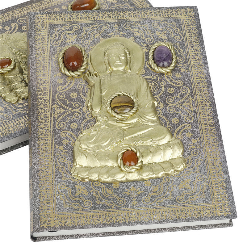 Magic Notebook Simple Buddha Pattern Personalized Creative Inlaid Natural Crystal Gem