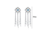 Chinese Knot Blue Zircon Stud Versatile Personality Lace Texture Earrings