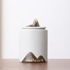 New Chinese Style Simple Black Pottery Non-woven Sealing Tea Caddy