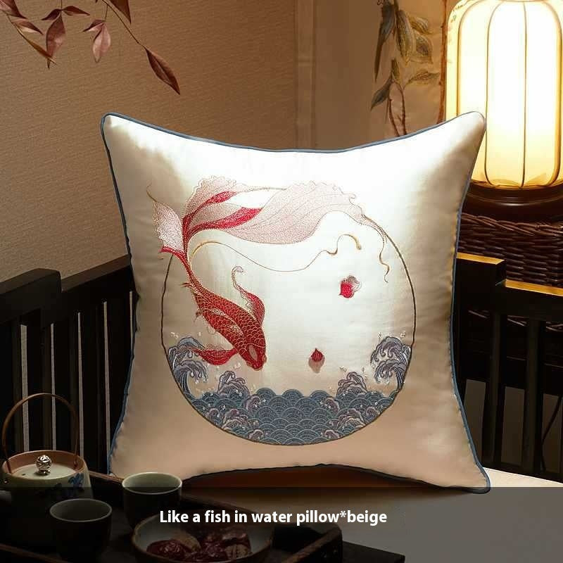 Chinese classical hand-embroidered pillowcase